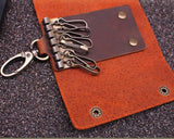 Ciing Handmade Genuine Leather Key Wallet Men Holder Keychain Pouch Purse Zipper Designer Housekeeper Car Small Key Case Keys Pouch