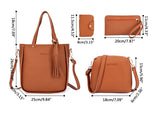 Ciing Valentine's Day 4pcs Women Lady Fashion Handbag Shoulder Bags Tote Purse Messenger Satchel Set