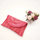 Ciing Corn Straw Woven Bag Ladies Clutch Bags for Women Hand-woven Mobile Phone Clip Bag Coin Purse Female Casual Handbag Solid Color