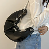 Ciing Women's Luxury Designer Handbag Purses Summer New Fashion Wallet Double chain Half Moon Crescent Hobos Shoulder Bags