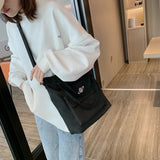 Ciing Women's Handbag Tote Canvas Cross Bag Youth Fashion Casual Large Capacity Cotton Multiple Pockets Messenger Bags Shopping Bag