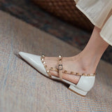 Ciing Ankle Strap Cut Out D'orsy Studded Rockstud Patent Leather Rivet Flats T-Strap Buckle Walking Soft Women Shoes Travel Size 35-43