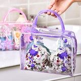 Ciing Women Floral Transparent Cosmetic Bag Travel Makeup Wash Bag Clear Handbag Bathing Underwear Toiletries Storage Waterproof Pouch