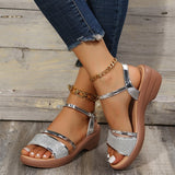 Ciing Summer Women's Sandals Fashion All-match One-line Buckle Strap Outside Wear Wedge Heel Casual Sandalias De Mujer  Adult