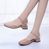 Ciing Women Low Heels Dress Shoes Plus Size 34-42  Cover Toe Ankle Strap Sandals Ol Office Lady Shoe Black Mary Janes Ladies Shoe