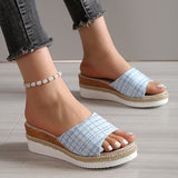 Ciing Casual Beach Platform Slippers Women Summer Thick Sole Wedges Sandals Woman Plus Size 42 Non-Slip Open Toe Wedge Shoes