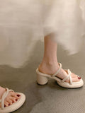Ciing Korean Fashion Elegant Sandal Office Lady Summer Vintage Solid Non-Slip Shoes Pumps Beach Style Soft Platform Shoes Woman
