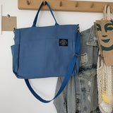Ciing Women's Canvas Shoulder Bag Fashion Crossbody Handbag Retro Large Capacity Bags Multi Pocket Zipper Casual Tote Bags