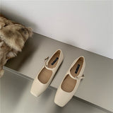 Ciing Spring Square Toe Ballet Shoes Fashion Low Heel Mary Jane Shoes Casaul Silver Shallow Buckle Soft Sole Shoes