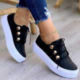 Ciing Summer White Women Shoes Fashion Round Toe Platform Shoes Plus Size Casual Sneakers Lace Up Flats Women Slip On Tennis Shoes