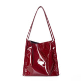 Ciing Blue Patent Leather Women Shoulder Bag Large Capacity Ladies Casual Tote Top Handle Bags Female Simple Design Purse Handbags