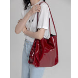 Ciing Fashion Patent Leather Women Shoulder Bags Vintage Female Casual Tote Handbags Large Capacity Ladies Shopping Bag