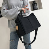 Ciing White Canvas Tote Bags for Women Multi-pocket Handbag Messenger Bag Large Capacity Women's Crossbody Bag Shoulder Bag