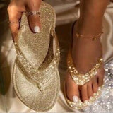 Ciing Women Flip Flop Slippers Slides Bling Rhinestone Ladies Shoes Casual Summer Flat Female Crystal Glitter Woman Plus Size