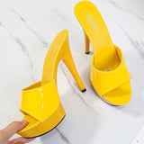 Ciing Slippers Women Summer New Black High Heels 13 CM  Color Club Sexy High Platform Thin  Party Girl Show Sandals  Size 34-43