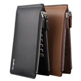 Ciing Men Wallet Credit Card Holder Leather ID Card Case Bank Wallet Large Capacity Bifold Clutch Phone Bag Hasp Thin Card Purse