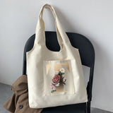 Ciing Women Fashion New Commuter Bag Shoulder Bag Letter Initial Name Pattern Print Beige Canvas Tote Bag Shopping Student Tote Bag