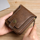 Ciing Vintage Male Wallet Genuine Leather Short Purse Men Hasp Zipper Clutch Solid Porte Feuille Hommes Porte Monnaie Homme Coin Purse