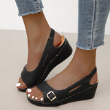Ciing Sandalias Mujer Female Wedge Heels Shoes Women Summer Comfortable Sandals Slip-on Flat Sandals Platform Sandalias