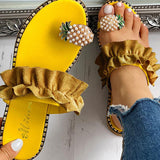 Ciing Slippers Women Shoes Summer sandals Beach Pineapple Flat Slippers Outside Slides Zapatos De Mujer Shining Crystal Ladies Shoes