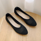 Ciing Mesh Square Head Grandma Shoes Female Spring New Soft-soled Hollowed-out Casual Ladybugs Knitted Flat-bottomed Flying Shoes