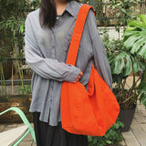 Ciing Women Large Capacity Canvas Bag Female Student Bag Solid Color Shoulder Women Messenger Bag Wide Shoulder Straps Square Bag