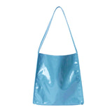 Ciing Blue Patent Leather Women Shoulder Bag Large Capacity Ladies Casual Tote Top Handle Bags Female Simple Design Purse Handbags