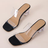 Ciing Summer Ladies' slippers Transparent High Heels Clear Crystal Slides Mules Female Sandals Women Shoes Daily Peep Toe Summer