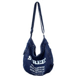 Ciing Letter Denim Shoulder Bags For Women Fashion High Quality Shopping Bag Casual Eco Bag Korean Canvas Messenger Bag Y2K Satchel