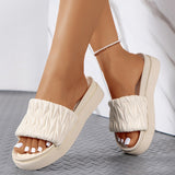 Ciing Pleats Thick Platform Sandals Women Summer Thick Bottom Wedges Sandals Woman Slides Soft Sole Rubber Slippers Outdoor Shoes