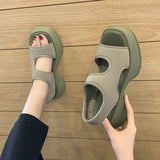 Ciing Wedges Shoes for Women Sandals Fashion Stretch Casual Slip on Platform Sport Sandalias De Mujer Soft Sole Outdoor Walking Shoes