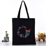 Ciing Women Canvas Shoulder Bag Fashion Butterfly Series Tote Shoppers Bags Eco Organizer Large Handbags Folding Grocery Shopping Pack