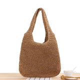 Ciing Handmade Straw Women Shoulder Bags Wikcer Woven Tote Handbag Large Capacity Casual Rattan Beach Shopper Bag Grocery Shopping Bag