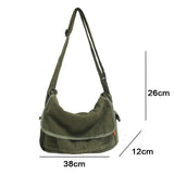 Ciing Multi Pockets Messenger Bag Large Capacity Girl Shoulder Bags Solid Color Women'S Bag Fashion Canvas School Crossbody Bag