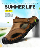 Ciing Sandals Summer Men Leather  Classic Men Shoes Slippers Soft Sandals Men Roman Comfortable Outdoor Walking Footwear
