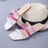 Ciing Summer New Sandals for Women Flat Braided Rope Sandals Rainbow Sandals Womens Shoes Designer Sandals Casual Women Slipper