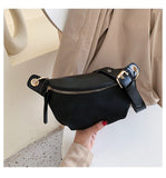 Ciing Solid Colour Frosting PU Leather Waist Bags For Women Sewing Thread Fanny Pack Female Waist Pack Ladies Chain Shoulder Chest Bag