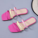 Ciing Summer New Sandals for Women Flat Braided Rope Sandals Rainbow Sandals Womens Shoes Designer Sandals Casual Women Slipper