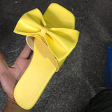 Ciing Women Shoes White Butterfly-knot Slippers Casual Outside Sandals Ladies Beach Shoes Flat Slippers for Women Plus 35-43