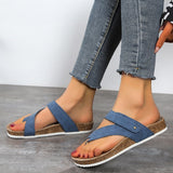 Ciing Summer Cork Open Toe Flat Slippers for Woman Fashion All-match Casual Slippers Plus Size 43 Women's Outdoor Sandals