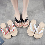 Ciing Women Slippers Fashion Women's Floral Imitated Straw Flip Flops Outdoor Sweet Non-Slip Sandals Hemp Rope Beach Shoes