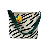 Ciing Women Canvas Shoulder Bag Zebra Stripes Print Ladies Casual Handbag Tote bag Large Capacity Cotton Reusable Shopping Beach Bag