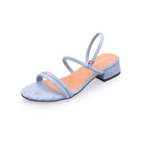 Ciing Slippers Women Sandals Summer Blue Shoes Flats Heel Flip Gladiator Brief Sandals Women Shoes Woman Back Strap