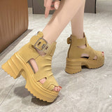 Ciing Gothic Chunky Platform Sandals Women Summer Wedges Peep Toe Gladiator Shoes Woman Thick Bottom High Heels Sandalias Mujer