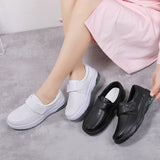 Ciing Spring autumn new nurse shoes women white leather women shoes air cushion black work shoes Platform small leather shoes
