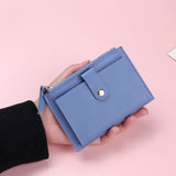 Ciing 3 Fold  Women's Wallet Short  Zipper Purse  Multi-card Holders  Fashion Multicolor Blue Black White