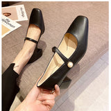Ciing New Patent Leather Square Toe Mary Jane Shoes Temperament Shallow Mouth Thick Heel Shoes Spring High Heels Pumps Women's