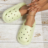 Ciing Perforated Top and Anti-Slip Insole Cyan Women’s Slippers, Cute and Breathable Home Shoes
