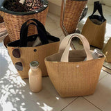 Ciing Summer Women Trend Straw Bags New Popular Hit Color Handbags Designer Solid Color Matching Tote Bag