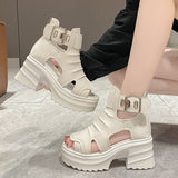 Ciing Gothic Chunky Platform Sandals Women Summer Wedges Peep Toe Gladiator Shoes Woman Thick Bottom High Heels Sandalias Mujer